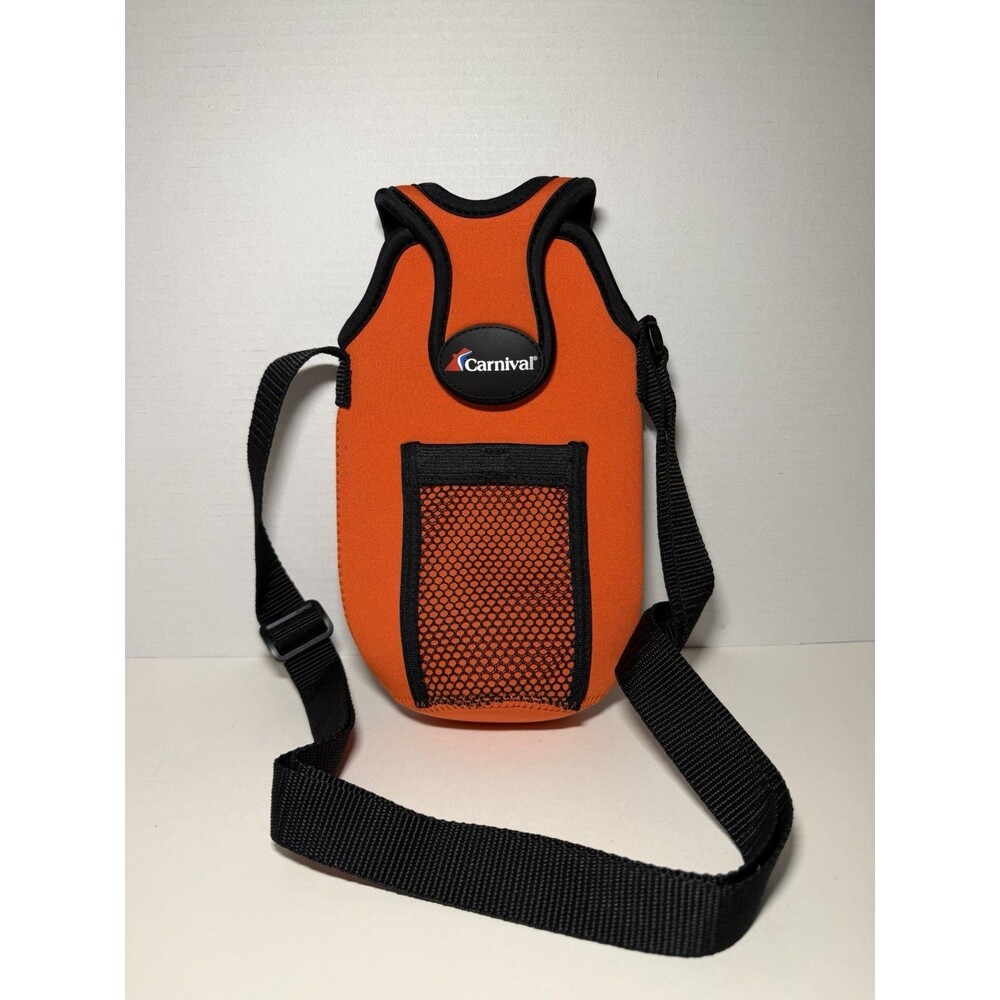 Carnival Cruise Line Water Bottle Holder Orange Adjustable Crossbody W/ Strap